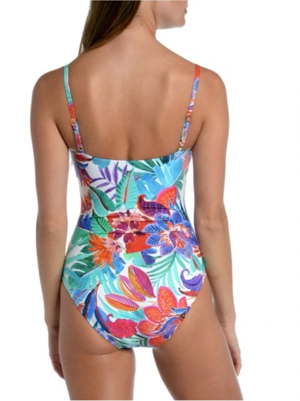 La Blanca Tropical Floral One-Piece Swimsuit - Green, Blue, Pink, Orange